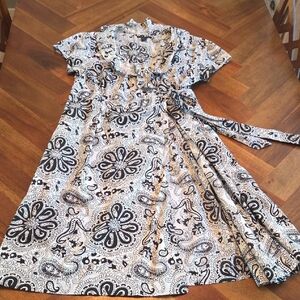 Tommy Hilfiger Black and White Paisley Midi Dress